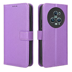 Coque Portefeuille Livre Cuir Etui Clapet BY1 pour Huawei Honor Magic5 Pro 5G Violet