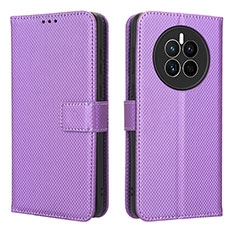 Coque Portefeuille Livre Cuir Etui Clapet BY1 pour Huawei Mate 50 Violet