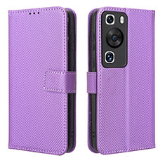 Coque Portefeuille Livre Cuir Etui Clapet BY1 pour Huawei P60 Violet
