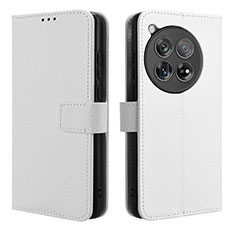 Coque Portefeuille Livre Cuir Etui Clapet BY1 pour OnePlus 12 5G Blanc