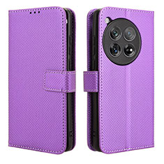 Coque Portefeuille Livre Cuir Etui Clapet BY1 pour OnePlus 12 5G Violet