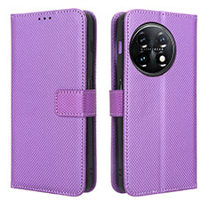 Coque Portefeuille Livre Cuir Etui Clapet BY1 pour OnePlus Ace 2 Pro 5G Violet