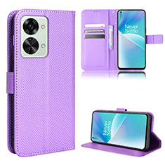 Coque Portefeuille Livre Cuir Etui Clapet BY1 pour OnePlus Nord 2T 5G Violet