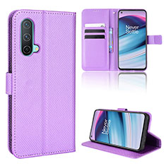 Coque Portefeuille Livre Cuir Etui Clapet BY1 pour OnePlus Nord CE 5G Violet
