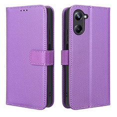 Coque Portefeuille Livre Cuir Etui Clapet BY1 pour Realme 10 Pro 5G Violet