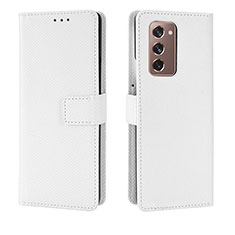Coque Portefeuille Livre Cuir Etui Clapet BY1 pour Samsung Galaxy Z Fold2 5G Blanc