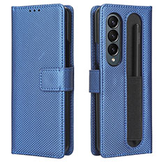 Coque Portefeuille Livre Cuir Etui Clapet BY1 pour Samsung Galaxy Z Fold3 5G Bleu