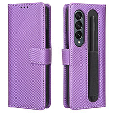 Coque Portefeuille Livre Cuir Etui Clapet BY1 pour Samsung Galaxy Z Fold3 5G Violet