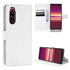 Coque Portefeuille Livre Cuir Etui Clapet BY1 pour Sony Xperia 5 Blanc