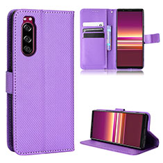 Coque Portefeuille Livre Cuir Etui Clapet BY1 pour Sony Xperia 5 Violet