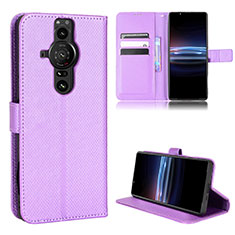 Coque Portefeuille Livre Cuir Etui Clapet BY1 pour Sony Xperia PRO-I Violet