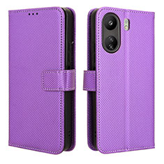 Coque Portefeuille Livre Cuir Etui Clapet BY1 pour Xiaomi Redmi 13C Violet