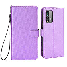 Coque Portefeuille Livre Cuir Etui Clapet BY1 pour Xiaomi Redmi 9T 4G Violet