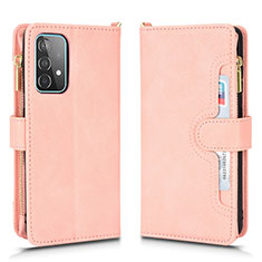Coque Portefeuille Livre Cuir Etui Clapet BY2 pour Samsung Galaxy A52 5G Or Rose
