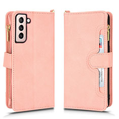 Coque Portefeuille Livre Cuir Etui Clapet BY2 pour Samsung Galaxy S22 5G Or Rose