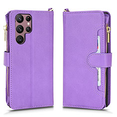 Coque Portefeuille Livre Cuir Etui Clapet BY2 pour Samsung Galaxy S23 Ultra 5G Violet