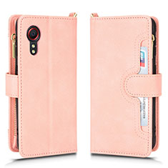 Coque Portefeuille Livre Cuir Etui Clapet BY2 pour Samsung Galaxy XCover 5 SM-G525F Or Rose