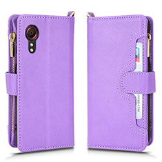 Coque Portefeuille Livre Cuir Etui Clapet BY2 pour Samsung Galaxy XCover 5 SM-G525F Violet