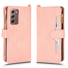 Coque Portefeuille Livre Cuir Etui Clapet BY2 pour Samsung Galaxy Z Fold2 5G Or Rose