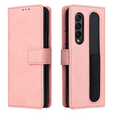 Coque Portefeuille Livre Cuir Etui Clapet BY2 pour Samsung Galaxy Z Fold3 5G Or Rose