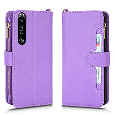Coque Portefeuille Livre Cuir Etui Clapet BY2 pour Sony Xperia 1 III Or Rose