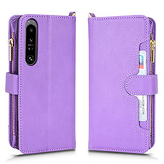 Coque Portefeuille Livre Cuir Etui Clapet BY2 pour Sony Xperia 1 IV Violet
