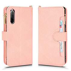 Coque Portefeuille Livre Cuir Etui Clapet BY2 pour Sony Xperia 10 II Or Rose