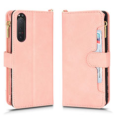 Coque Portefeuille Livre Cuir Etui Clapet BY2 pour Sony Xperia 5 II Or Rose