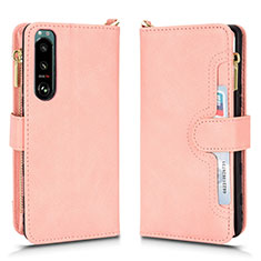 Coque Portefeuille Livre Cuir Etui Clapet BY2 pour Sony Xperia 5 III Or Rose