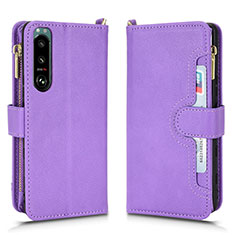 Coque Portefeuille Livre Cuir Etui Clapet BY2 pour Sony Xperia 5 III Violet