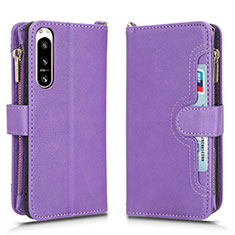 Coque Portefeuille Livre Cuir Etui Clapet BY2 pour Sony Xperia 5 IV Violet