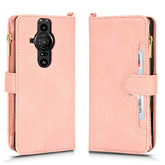Coque Portefeuille Livre Cuir Etui Clapet BY2 pour Sony Xperia PRO-I Or Rose