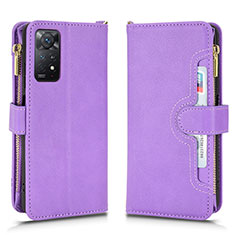 Coque Portefeuille Livre Cuir Etui Clapet BY2 pour Xiaomi Redmi Note 11 Pro 4G Violet