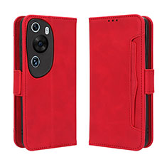 Coque Portefeuille Livre Cuir Etui Clapet BY3 pour Huawei P60 Art Rouge