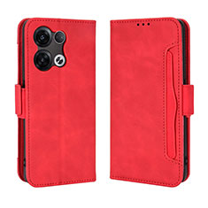 Coque Portefeuille Livre Cuir Etui Clapet BY3 pour Oppo Reno9 Pro+ Plus 5G Rouge
