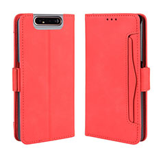 Coque Portefeuille Livre Cuir Etui Clapet BY3 pour Samsung Galaxy A80 Rouge