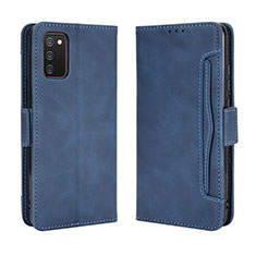 Coque Portefeuille Livre Cuir Etui Clapet BY3 pour Samsung Galaxy M02s Bleu