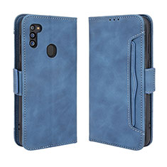 Coque Portefeuille Livre Cuir Etui Clapet BY3 pour Samsung Galaxy M21 (2021) Bleu
