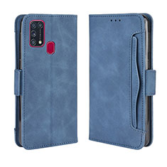Coque Portefeuille Livre Cuir Etui Clapet BY3 pour Samsung Galaxy M21s Bleu