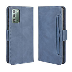 Coque Portefeuille Livre Cuir Etui Clapet BY3 pour Samsung Galaxy Note 20 5G Bleu