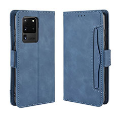 Coque Portefeuille Livre Cuir Etui Clapet BY3 pour Samsung Galaxy S20 Ultra 5G Bleu