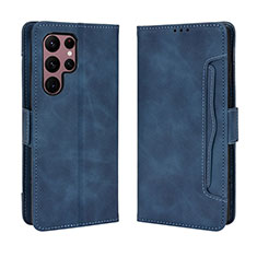 Coque Portefeuille Livre Cuir Etui Clapet BY3 pour Samsung Galaxy S22 Ultra 5G Bleu