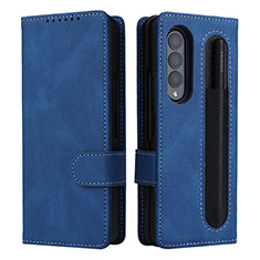 Coque Portefeuille Livre Cuir Etui Clapet BY3 pour Samsung Galaxy Z Fold4 5G Bleu