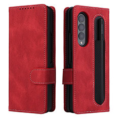 Coque Portefeuille Livre Cuir Etui Clapet BY3 pour Samsung Galaxy Z Fold4 5G Rouge