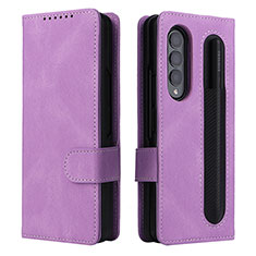 Coque Portefeuille Livre Cuir Etui Clapet BY3 pour Samsung Galaxy Z Fold4 5G Violet