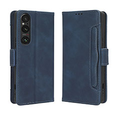 Coque Portefeuille Livre Cuir Etui Clapet BY3 pour Sony Xperia 1 V Bleu