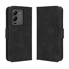 Coque Portefeuille Livre Cuir Etui Clapet BY3 pour Vivo V25 Pro 5G Noir