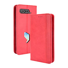 Coque Portefeuille Livre Cuir Etui Clapet BY4 pour Asus ROG Phone 5s Rouge