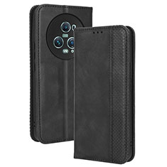 Coque Portefeuille Livre Cuir Etui Clapet BY4 pour Huawei Honor Magic5 Pro 5G Noir
