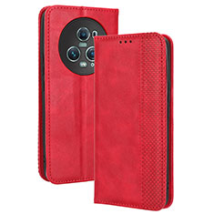 Coque Portefeuille Livre Cuir Etui Clapet BY4 pour Huawei Honor Magic5 Pro 5G Rouge